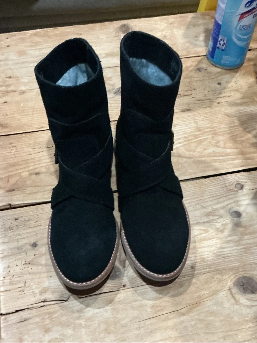 Splendid Black Suede Buckle Wrap Ankle Booties